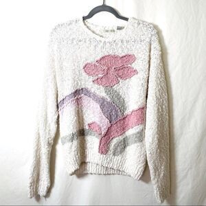 Pastel Floral 90's Textured Oversized Sweater